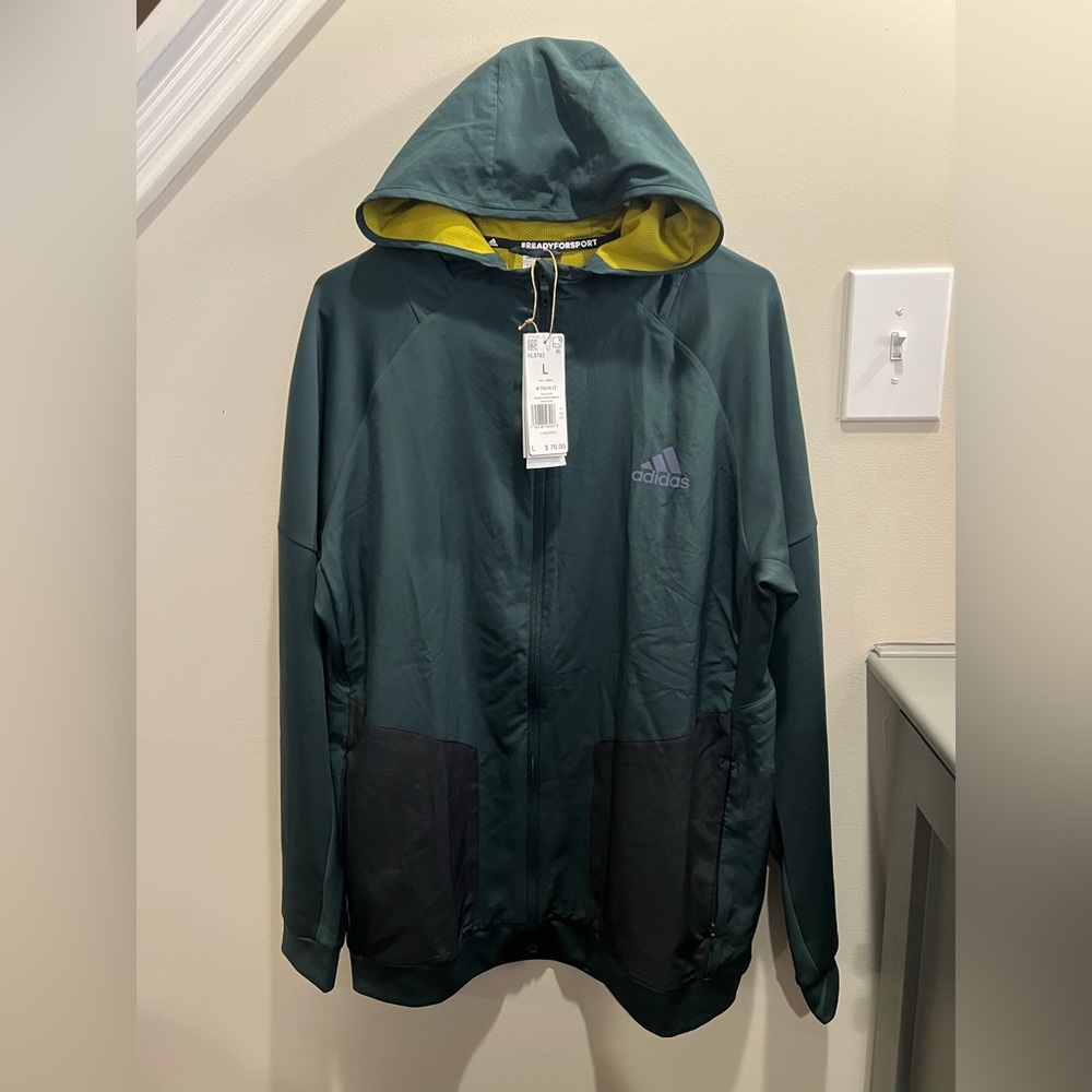 Adidas AEROREADY Men’s Forest Green Hooded Performance Training Jacket
